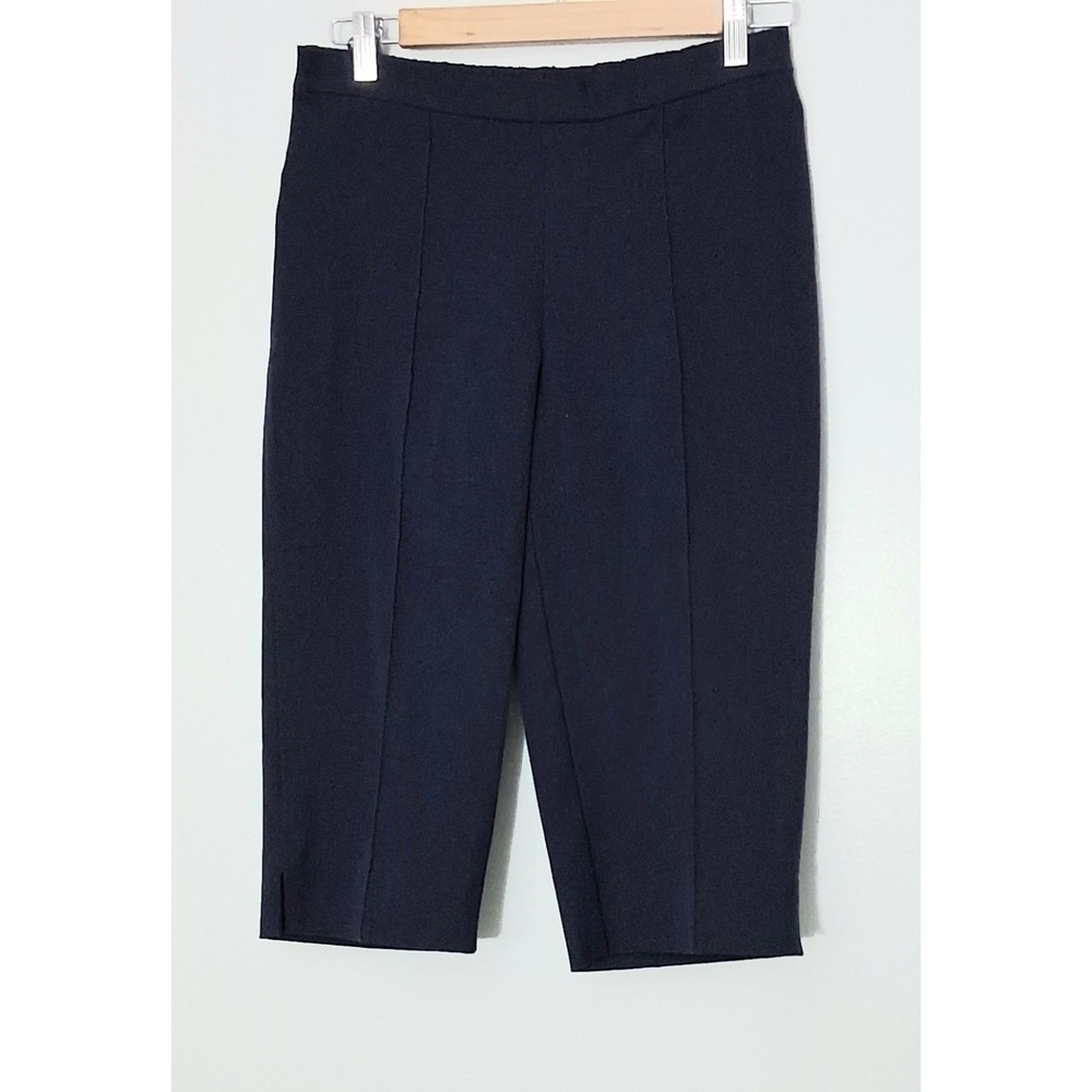 Isaac Mizrahi Live! Size 6 Pedal Pushers 24/7 Stretch with Pintucks Navy Pullon‎